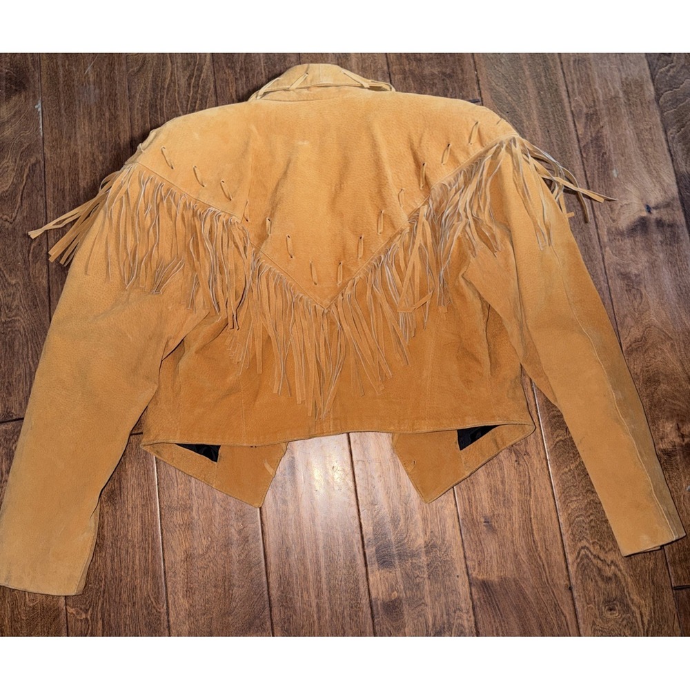 Phoenix Leather Fringe Light Tan‎ Short Large Sized Jacket made in the USA Used - Picture 11 of 12